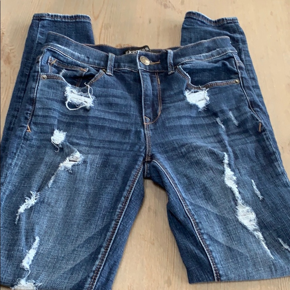 Express mid rise distressed legging jeans